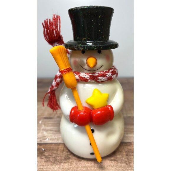 VINTAGE CHRISTMAS SNOWMAN knit scarf Plastic BODY LOTION - Picture 1 of 5